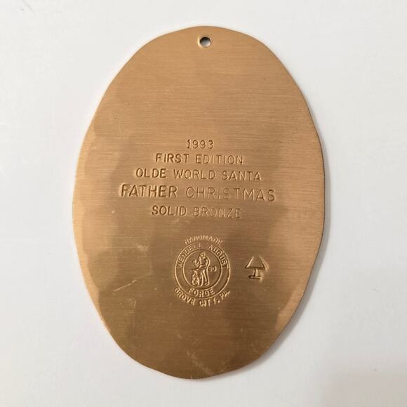 1st Edition Santa 1993 Wendell August Forge Bronze Father Christmas Ornament - Picture 2 of 7